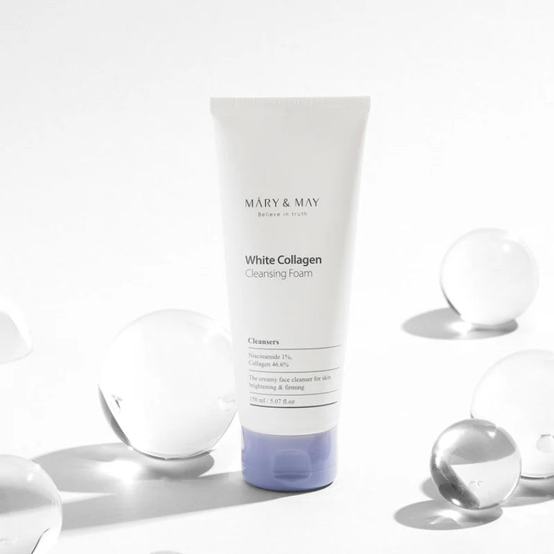 Mary&May White Collagen Cleansing Foam for Skin Brightening and Firming - Skinn K.