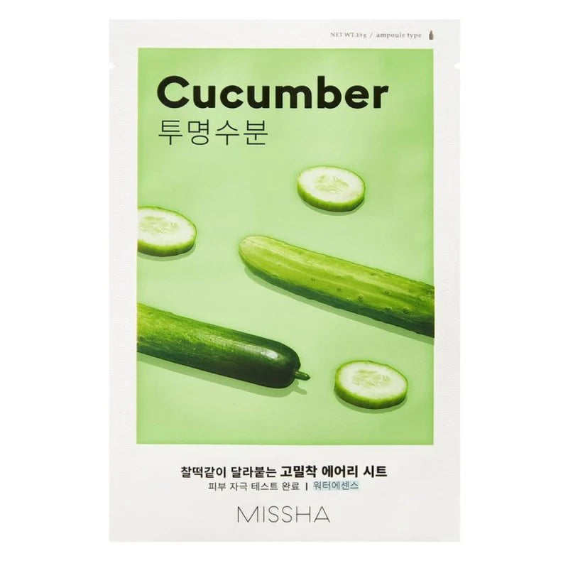 Missha Airy Fit Cucumber Sheet Mask Moisturizing Face Mask - Skinn K.