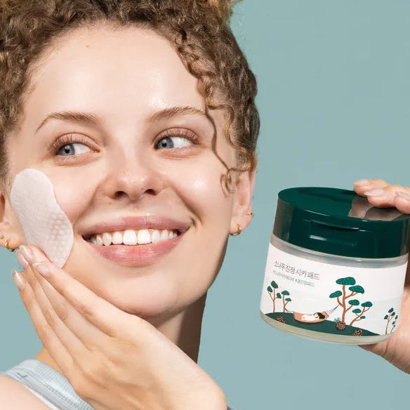 ROUND LAB Pine Calming Cica Pad Unscented Exfoliating and Toning Pads for All Skin Types - Skinn K.