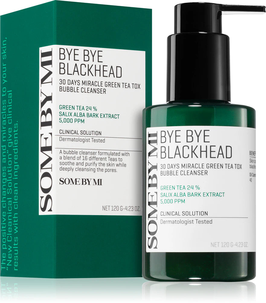 Some By Mi Bye Bye Blackhead 30 Days Miracle Green Tea Tox Bubble Cleanser - Skinn K.